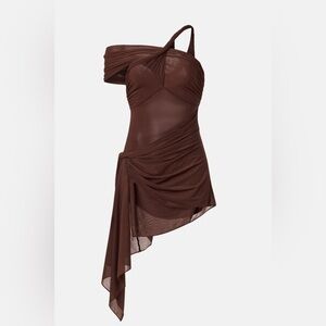 Ronny Kobo Collection Chocolate One-Shoulder Dress